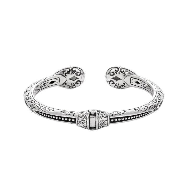 Sterling Silver Rock Crystal & Aquamarine Cuff Bracelet
