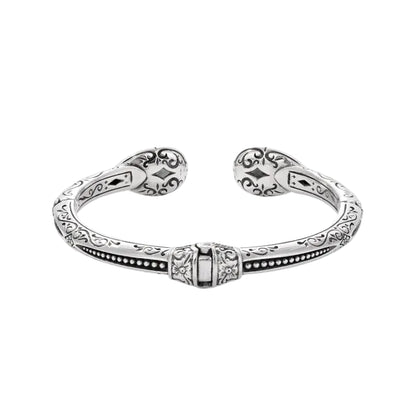 Sterling Silver Rock Crystal & Aquamarine Cuff Bracelet