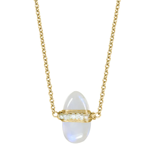 Solitaire Rainbow Moonstone Necklace