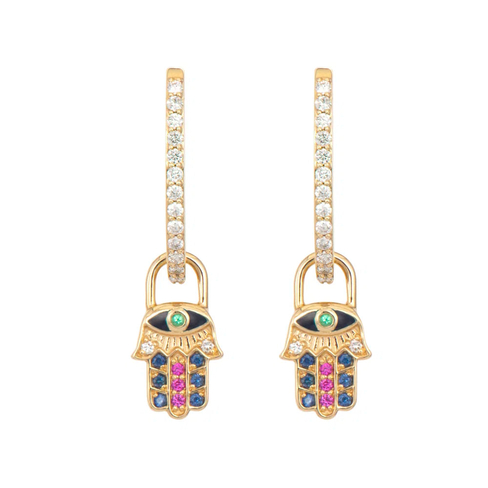 Tiny Double Sided Hamsa Earring Charms