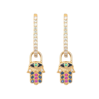 Tiny Double Sided Hamsa Earring Charms