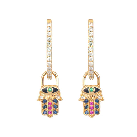 Tiny Double Sided Hamsa Earring Charms