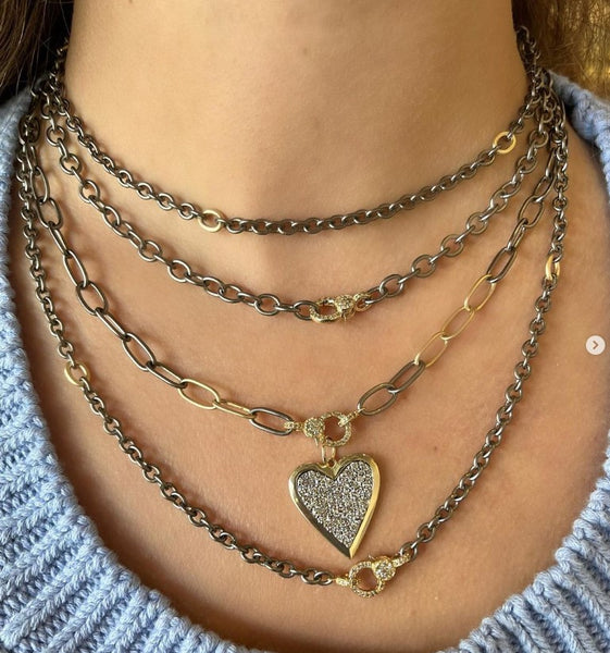 Mixed Metal Cable Chain with Oval Links Necklace