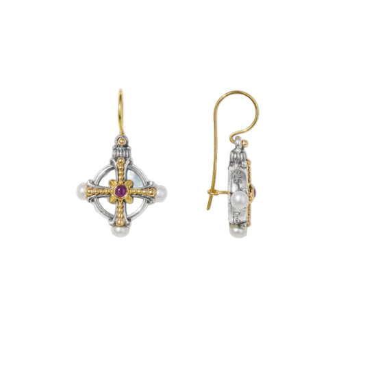 Mother of Pearl & Ruby Earrings