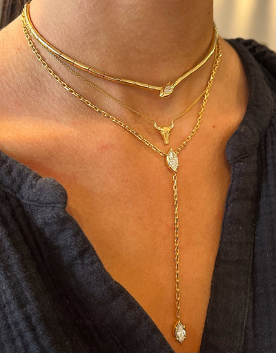 Lab Diamond Marquise Lariat Necklace