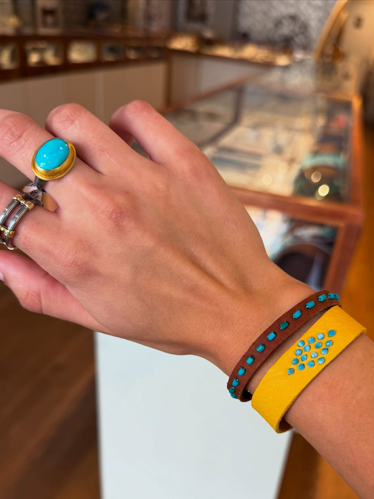 Turquoise Leather Bracelet