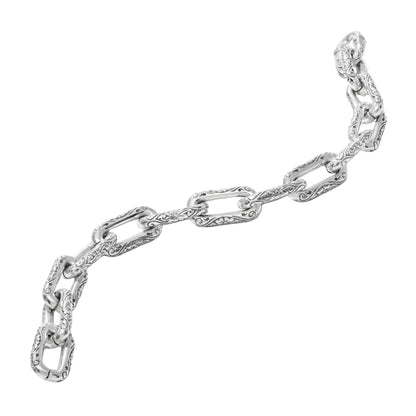 Sterling Silver Floral Link Bracelet