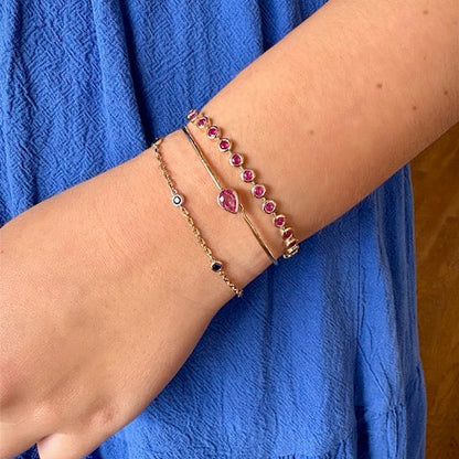 Bezel Set Pear Shaped Pink Sapphire Wire Bracelet