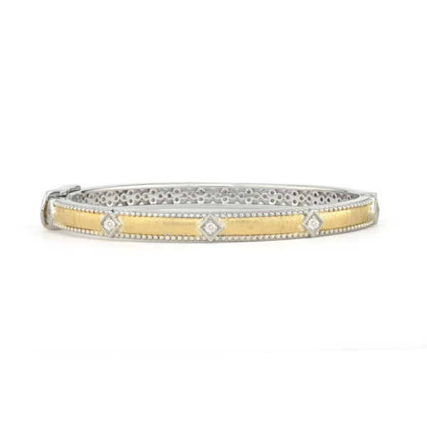 Mixed Metal Lisse Diamond Kite Bangle