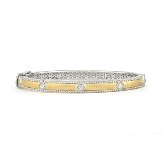 Mixed Metal Lisse Diamond Kite Bangle