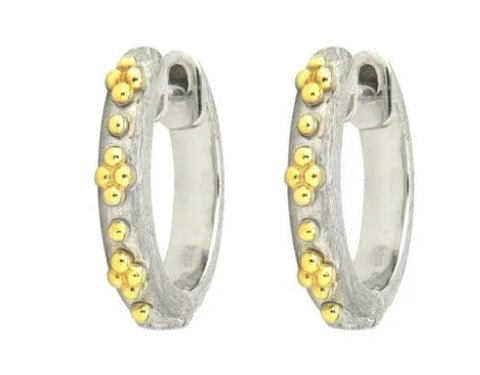 Small Mixed Metal Beaded Quad Hoop Earrings