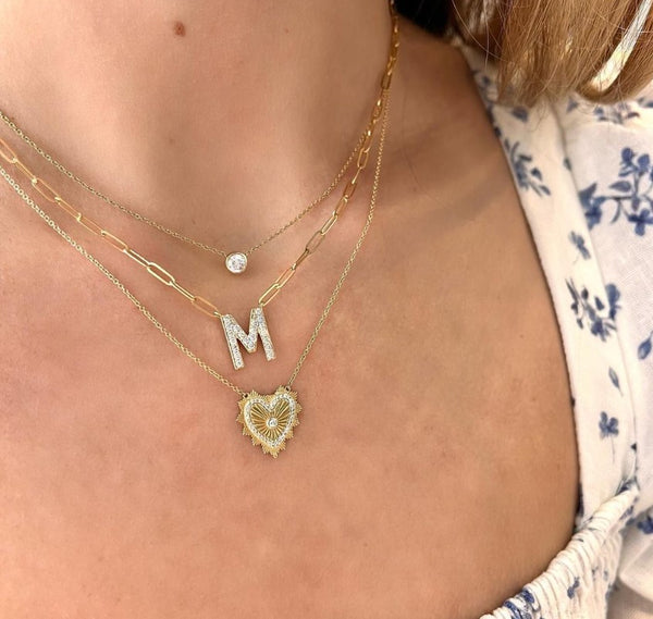Diamond "M" Initial Necklace