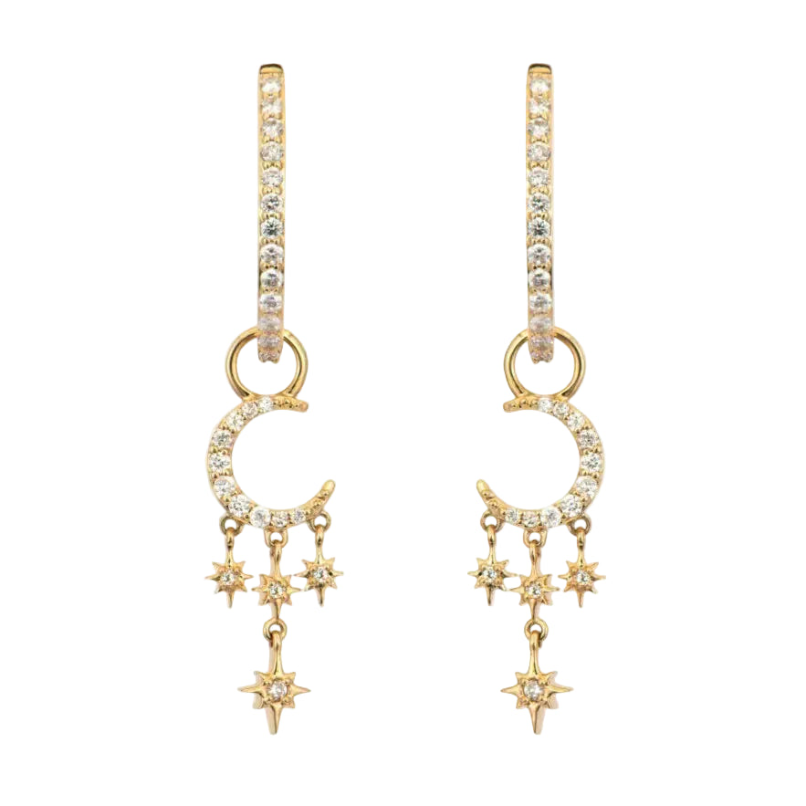 Crescent Moon and Star Earring Charms