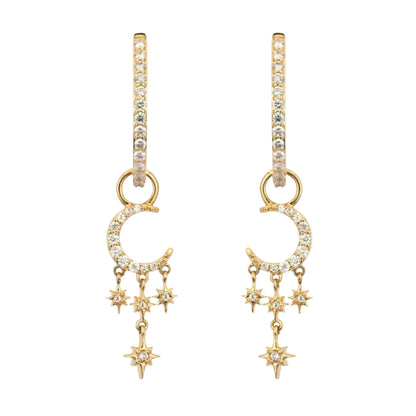 Crescent Moon and Star Earring Charms