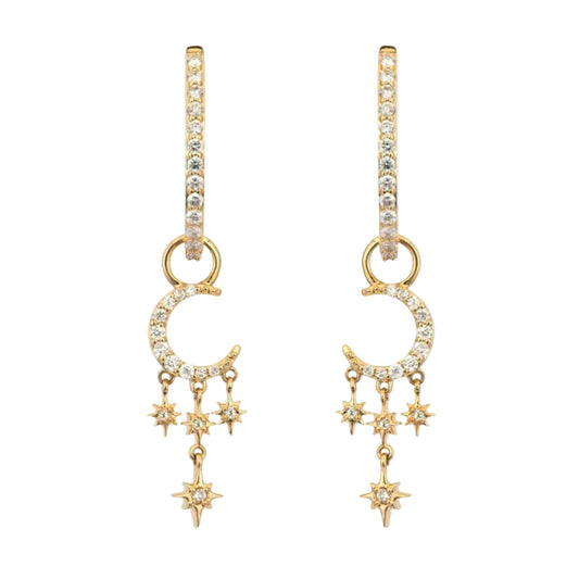 Crescent Moon and Star Earring Charms