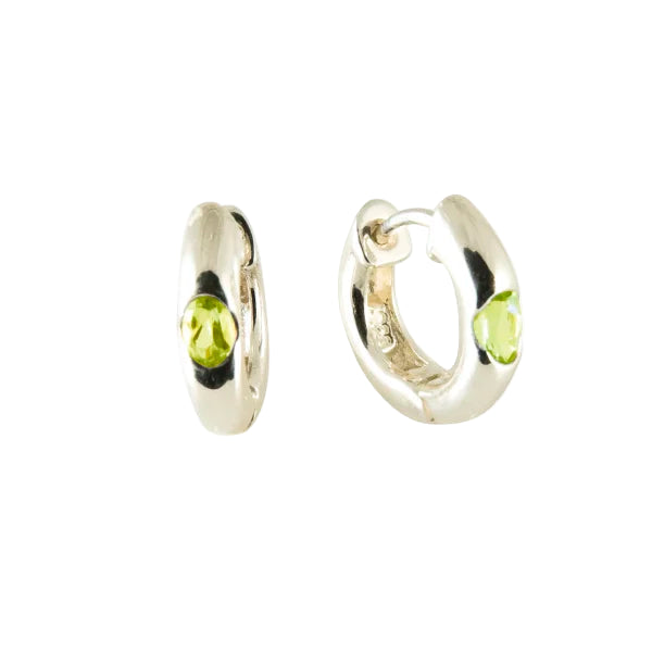 Sterling Silver Peridot Snap Hoop