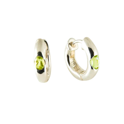 Sterling Silver Peridot Snap Hoop