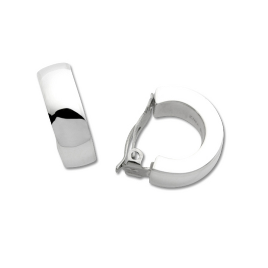 Chunky Clip-On Silver Hoops