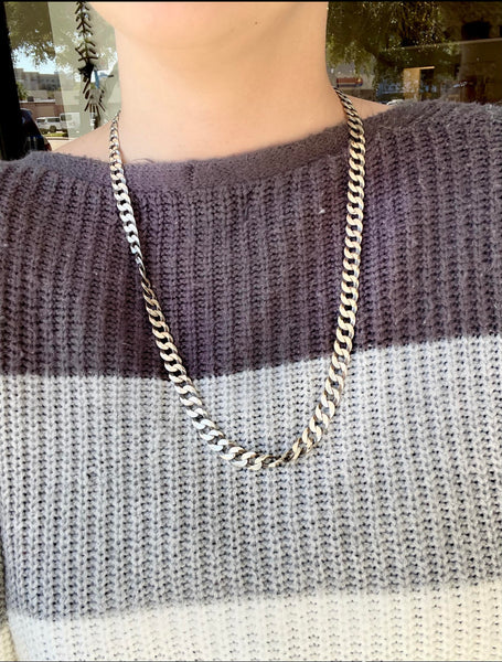 Oxidized Curb Chain Necklace