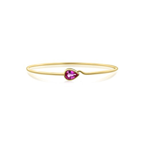 Bezel Set Pear Shaped Pink Sapphire Wire Bracelet
