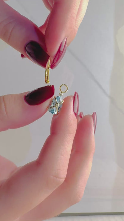 Tiny Criss Cross Wrapped Blue Topaz Earring Charms