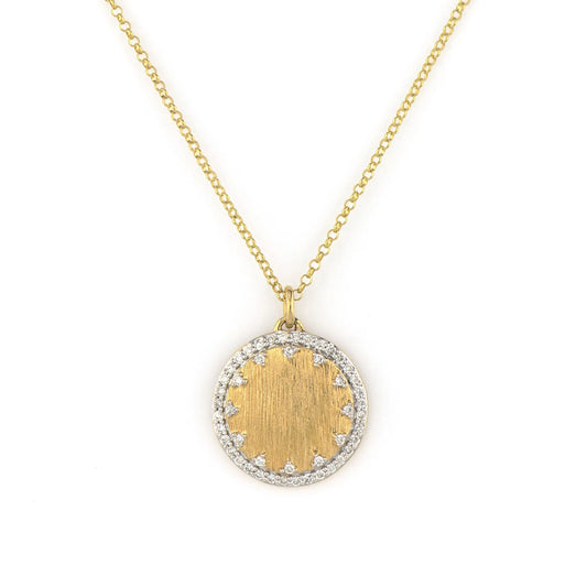 Provence Small Pave Disc Necklace