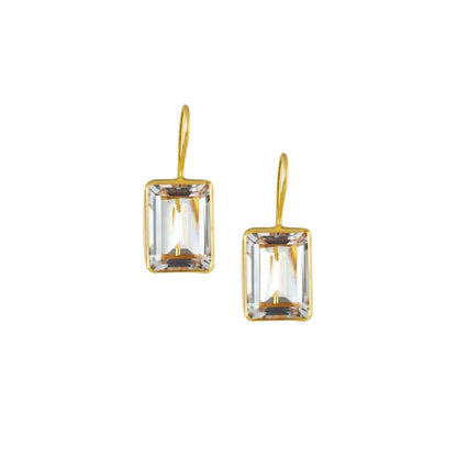 Emerald Cut Natural Quartz Earrings