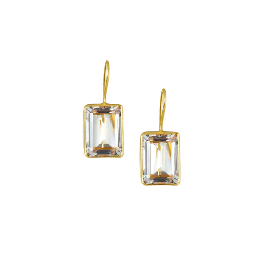 Emerald Cut Natural Quartz Earrings