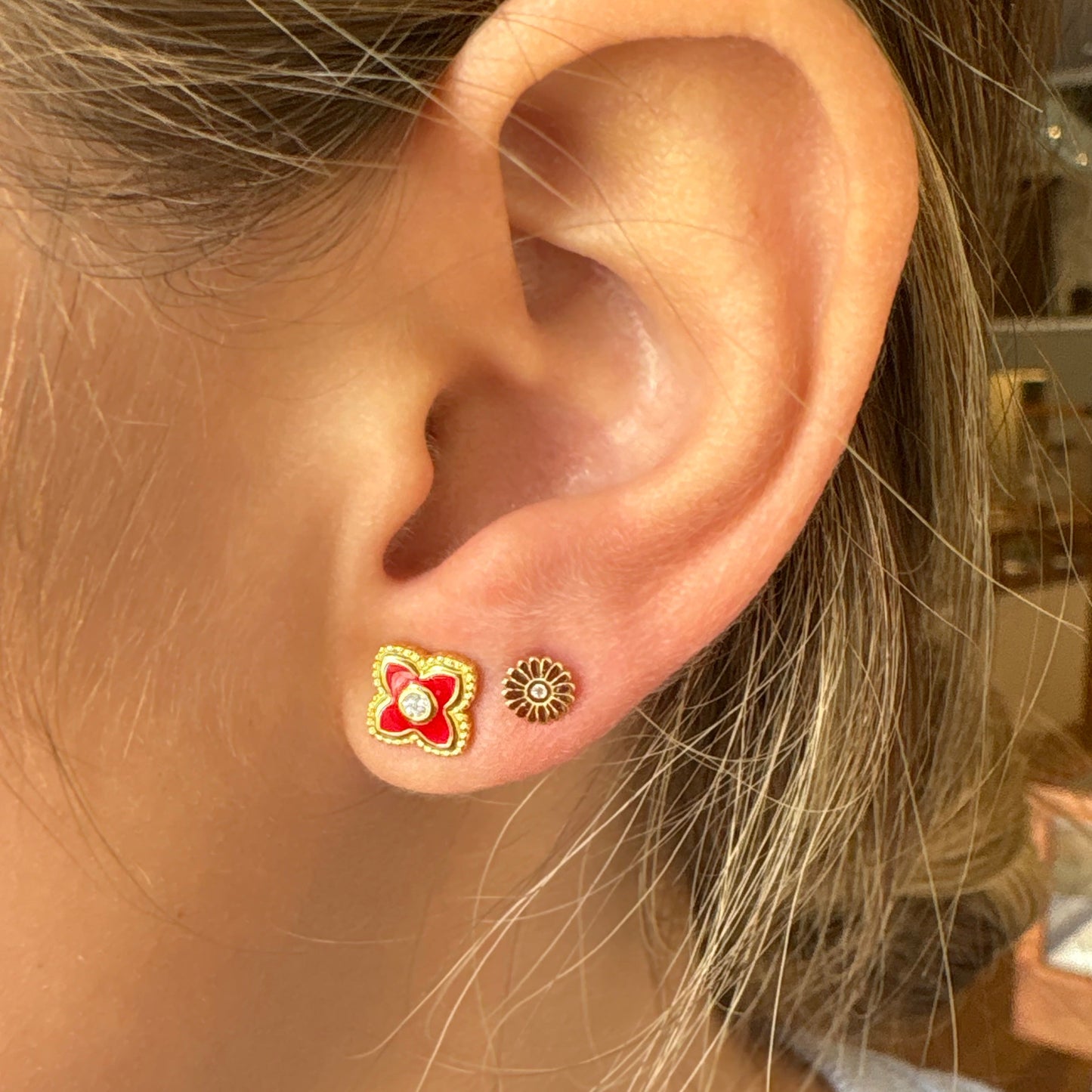 Vermeil + CZ Enamel Stud Earrings