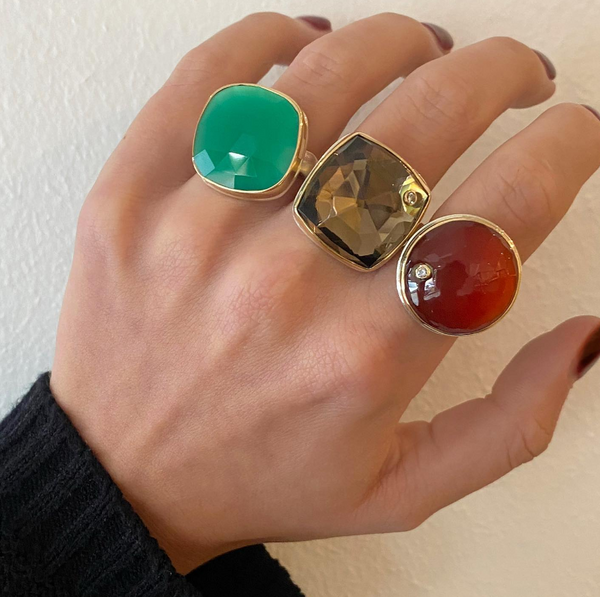 Carnelian with Diamond Accent Ring