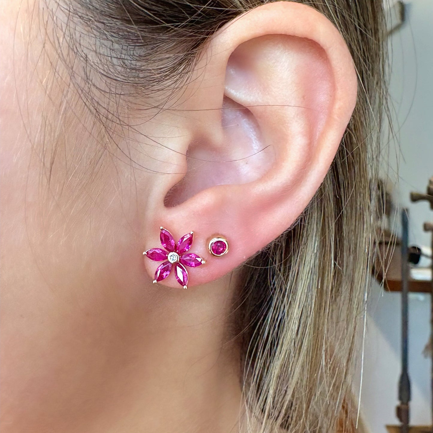 Ruby Studs Gold