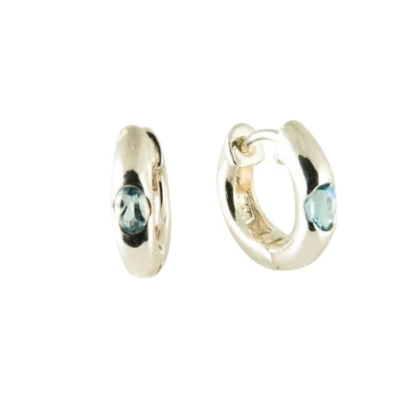 Blue Topaz Snap Hoop Huggies