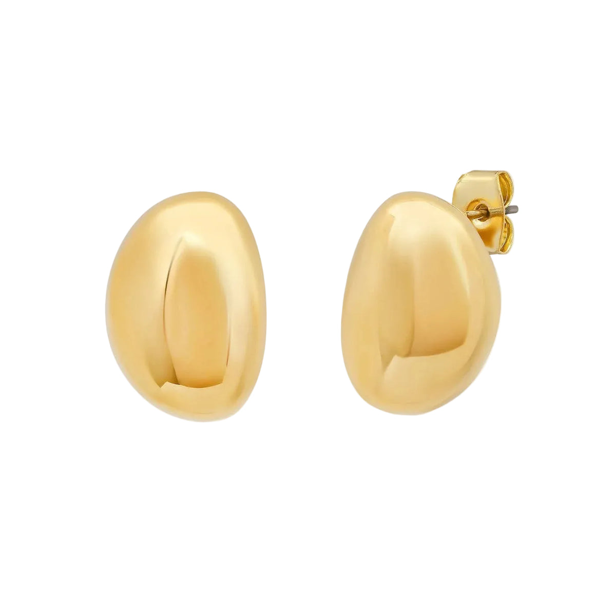 Sculpture Gold Bean Stud Earrings