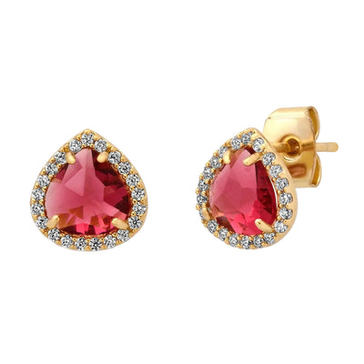 Ruby Halo Stud Earrings