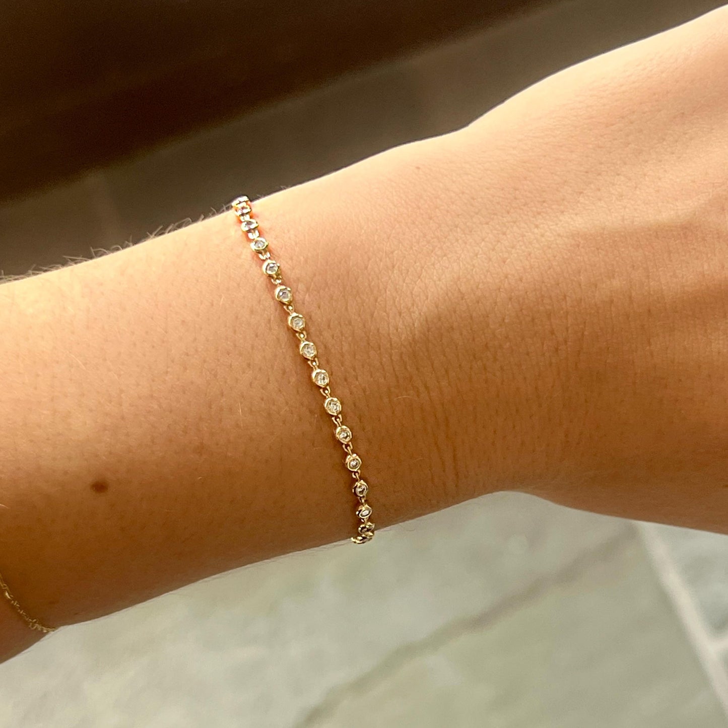 Gold Bezeled Tennis Bracelet