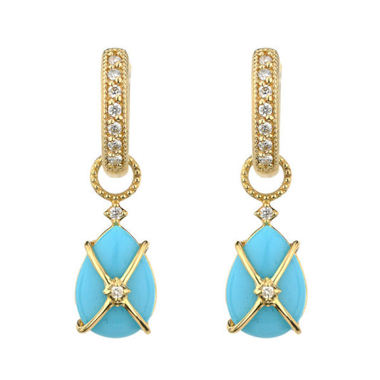 Tiny Criss Cross Wrapped Turquoise Earring Charms