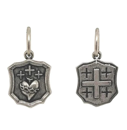 Single Sacred Heart & Crosses Pendant