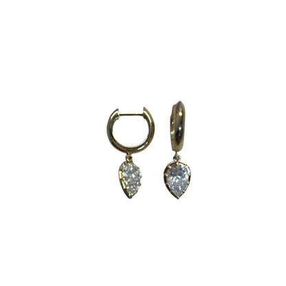 Lab Diamond Pear Shape Large Dangle Huggies