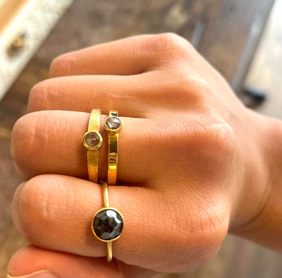 Rose Cut Black Diamond Ring