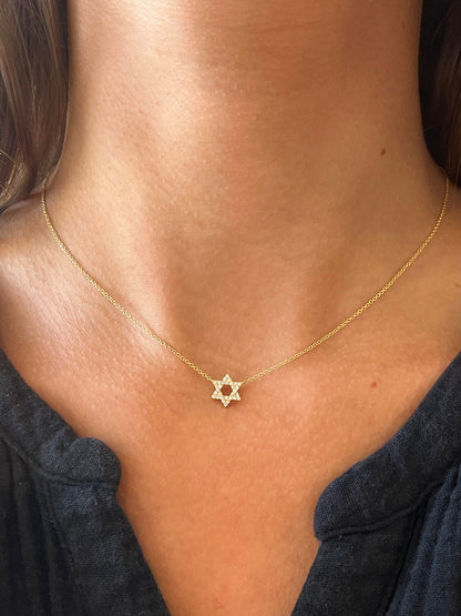 Star of David Pave Diamond Necklace