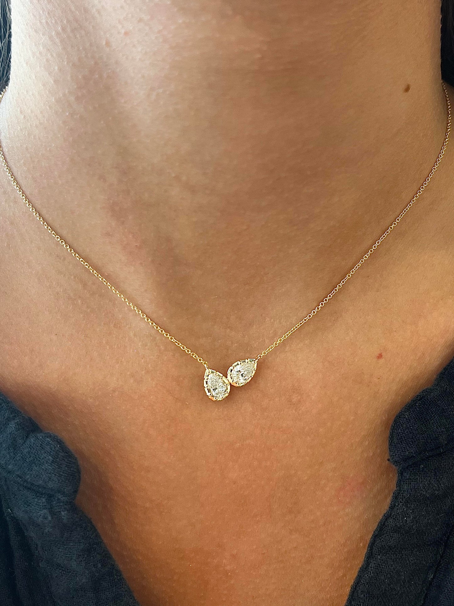 Pear Cut Lab Diamond Doublet Necklace