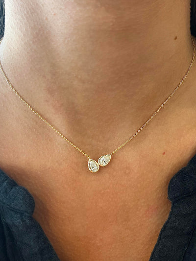 Double Pear Cut Lab Grown Diamond Necklace