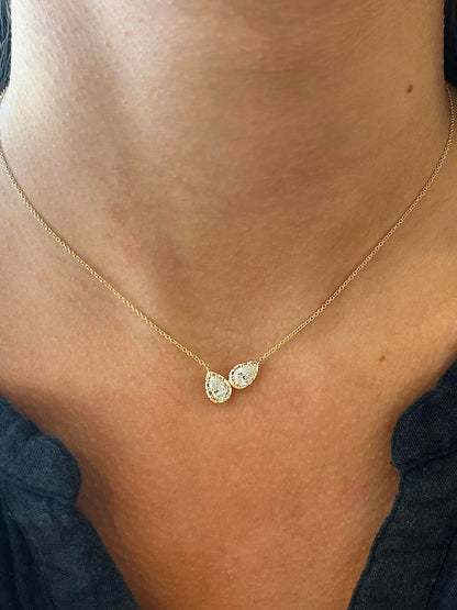Pear Cut Lab Diamond Doublet Necklace