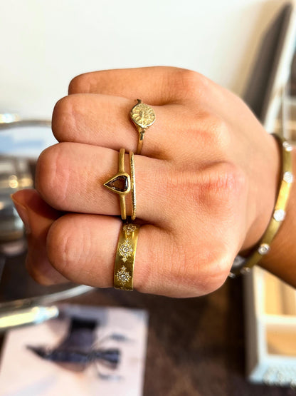 Rose Cut Pear Cognac Diamond Ring