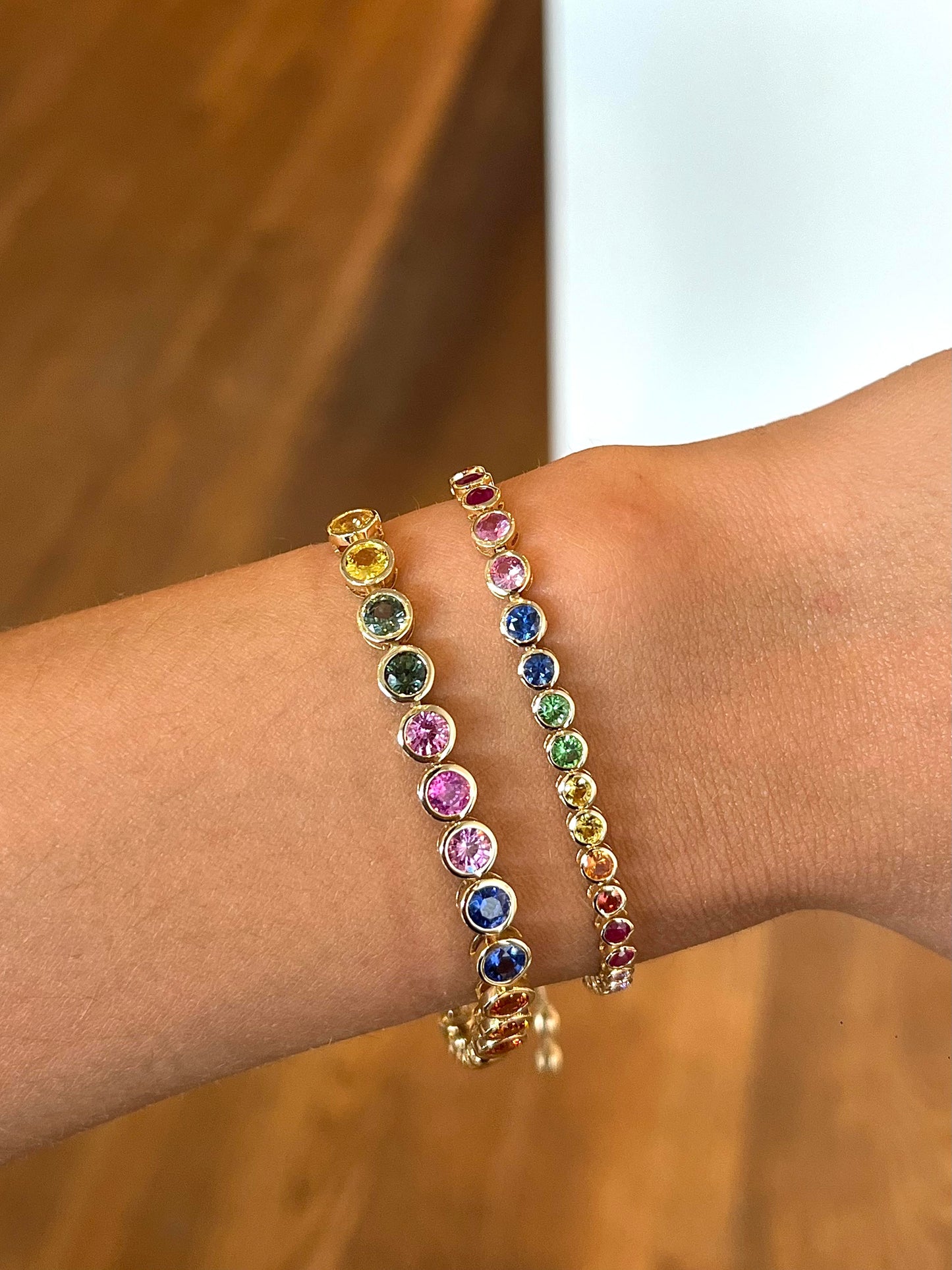 Rainbow Gemstone Bezel Tennis Bracelet