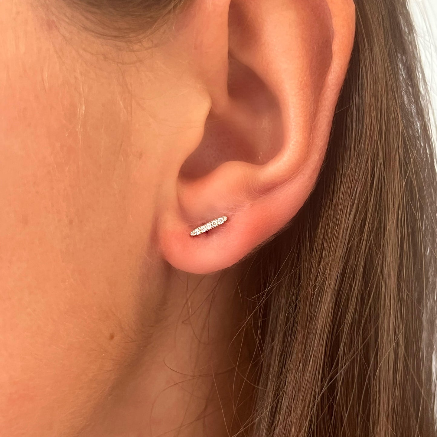 Diamond Bar Stud Earrings