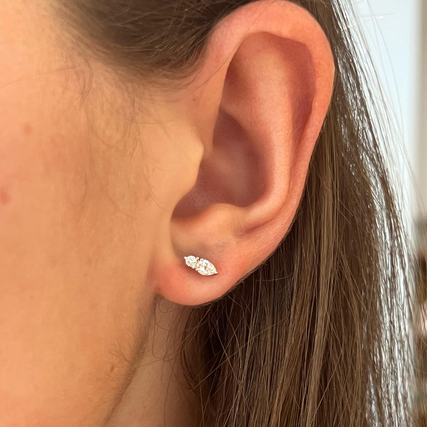 Diamond Double Pear Stud Earrings