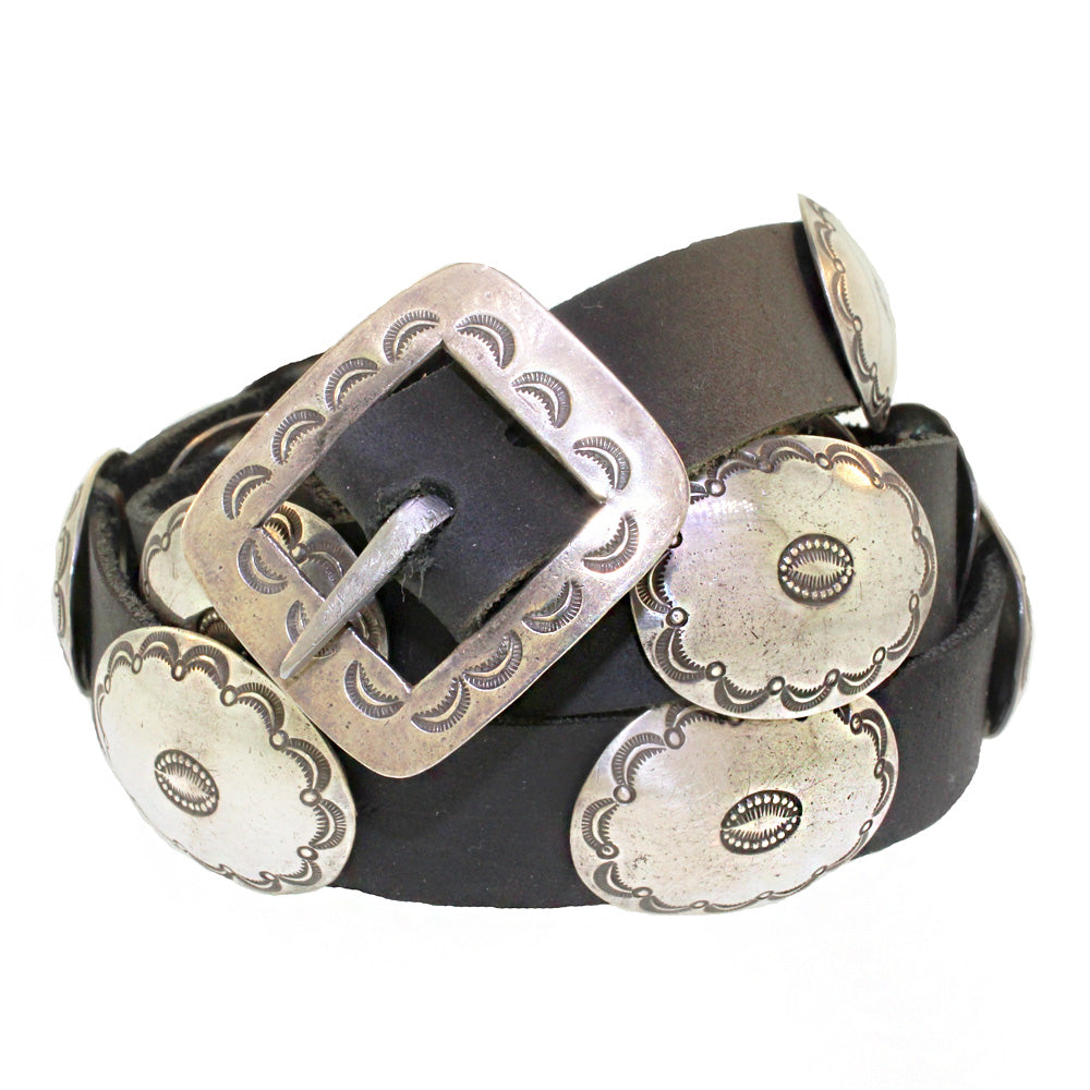 Vintage 1900s Sterling Silver Concho Belt