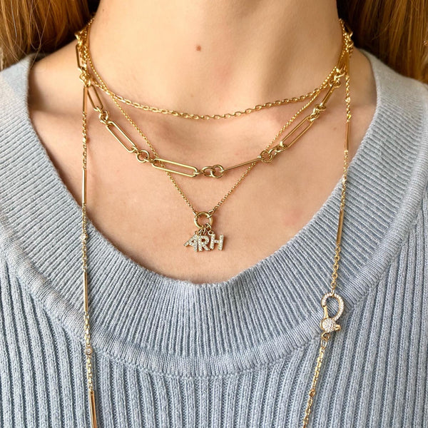 Long Bar & Diamond Station Necklace