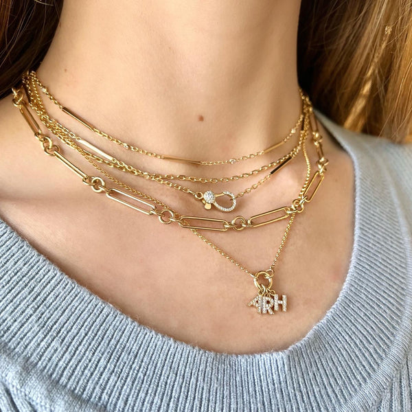 Long Bar & Diamond Station Necklace